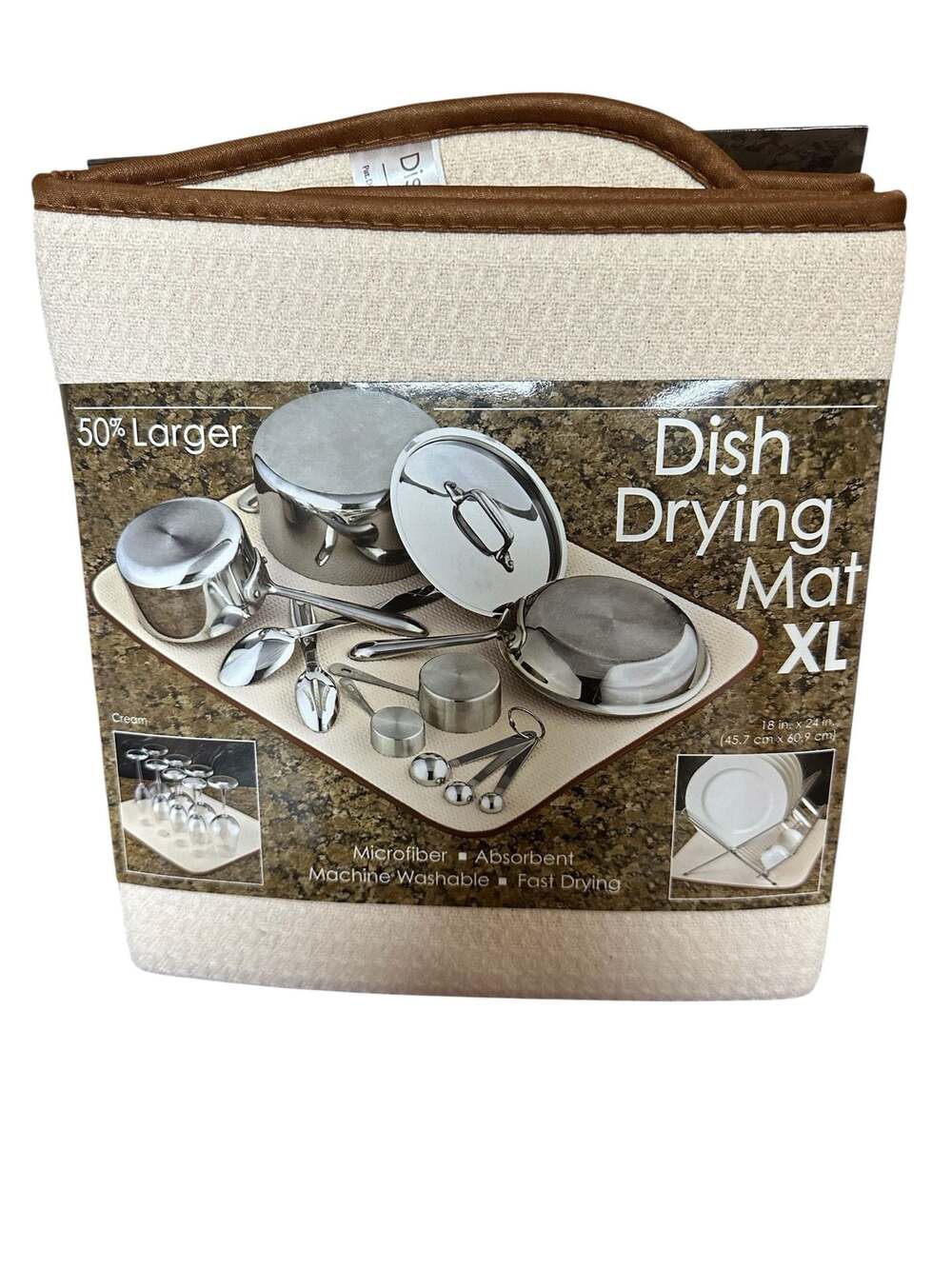 Schroeder & Tremayne Dish Drying Mat XL 18 x 24 Inch Cream